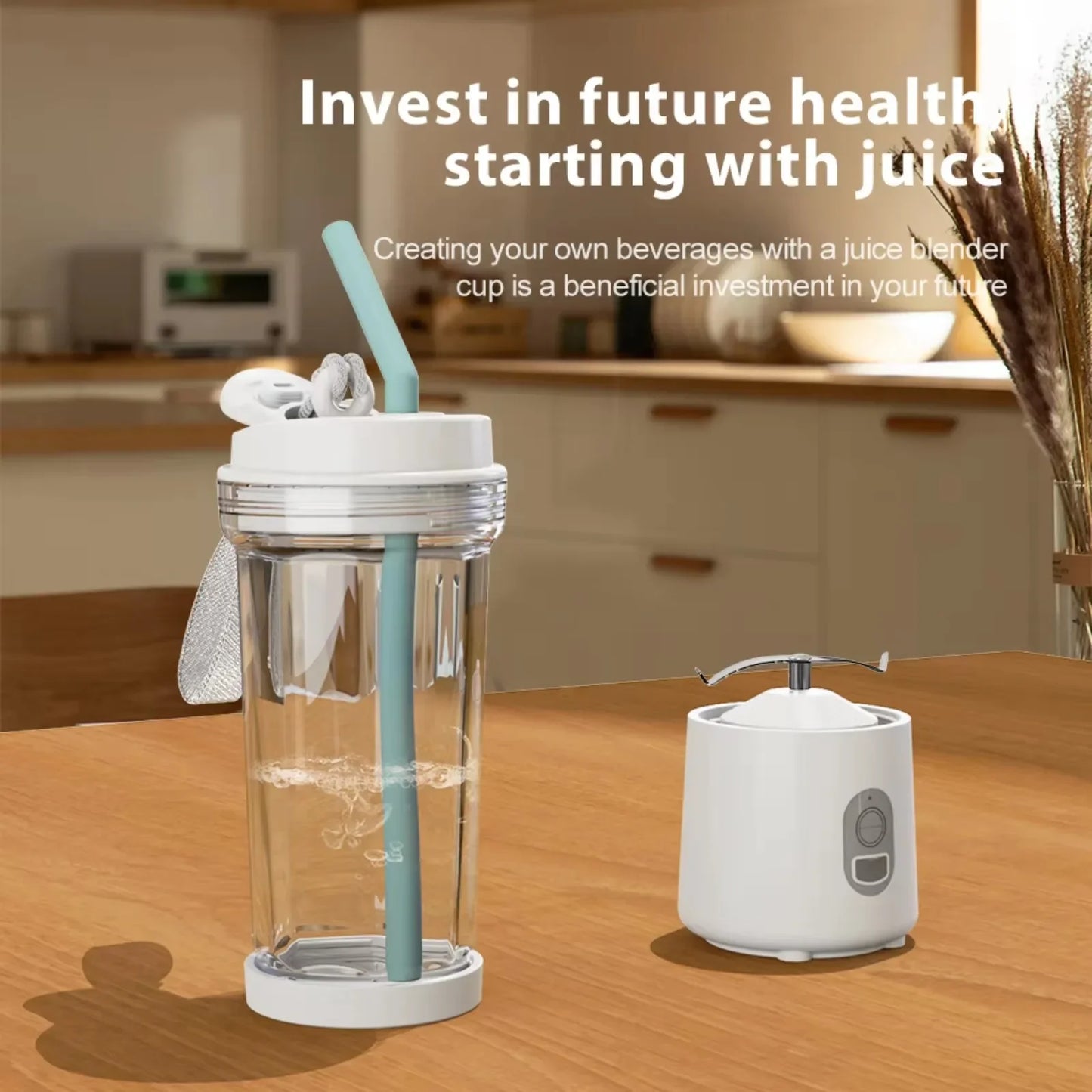 Portable Blender Electric Juicer Fruit Mixer for Kitchen Shakes Smoothies Rechargeable Juice Bottle with 500ml Cup 4000mAh 180W