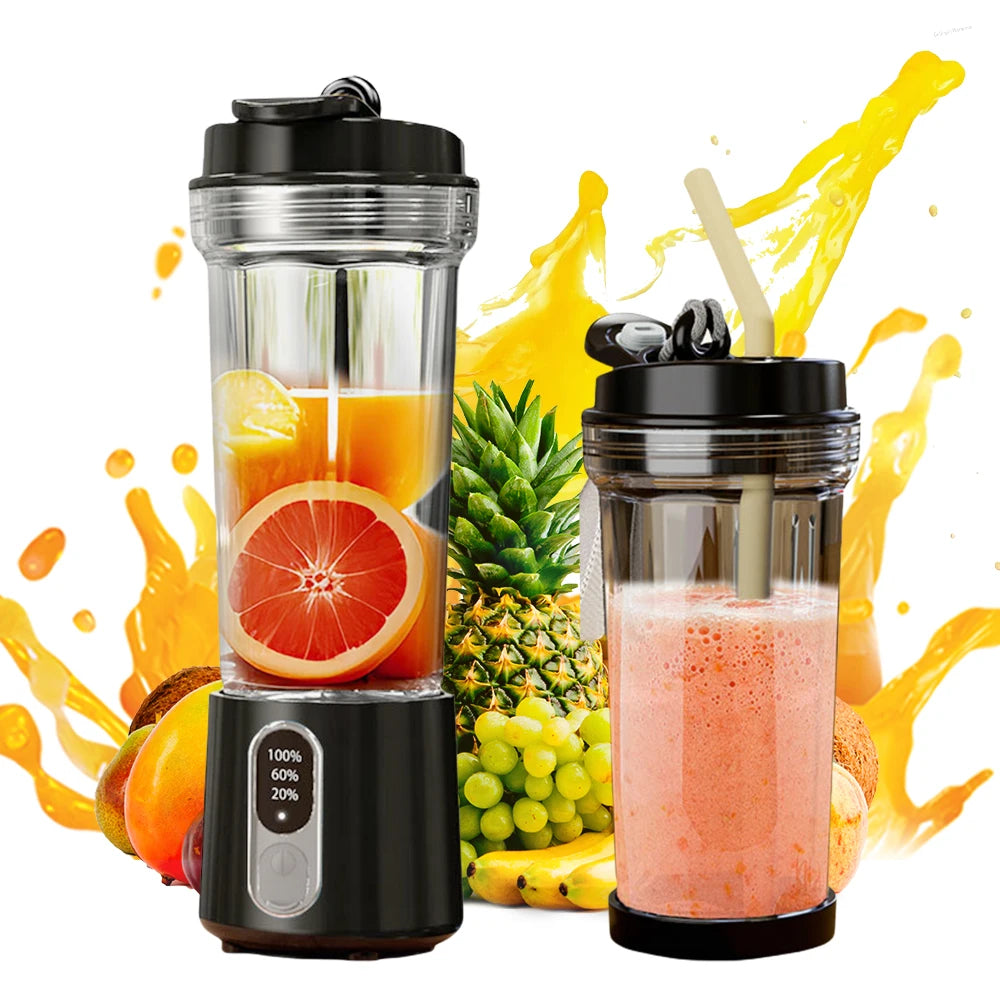 Portable Blender Electric Juicer Fruit Mixer for Kitchen Shakes Smoothies Rechargeable Juice Bottle with 500ml Cup 4000mAh 180W